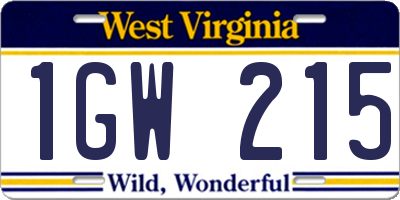 WV license plate 1GW215