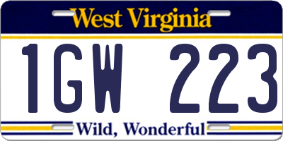 WV license plate 1GW223