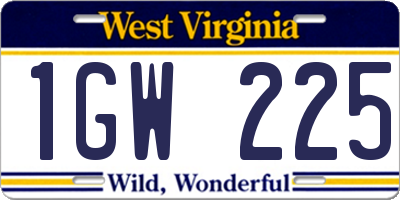 WV license plate 1GW225