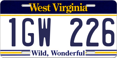 WV license plate 1GW226