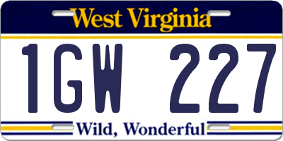 WV license plate 1GW227
