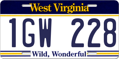 WV license plate 1GW228
