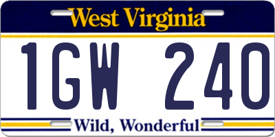 WV license plate 1GW240
