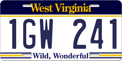 WV license plate 1GW241