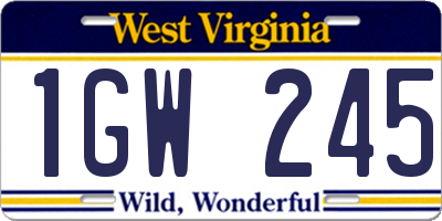 WV license plate 1GW245