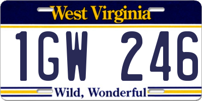 WV license plate 1GW246