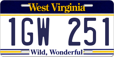 WV license plate 1GW251