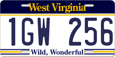 WV license plate 1GW256