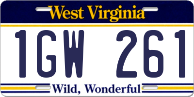 WV license plate 1GW261