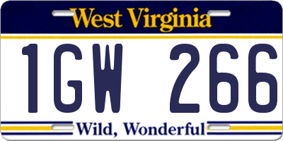 WV license plate 1GW266