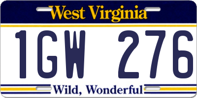 WV license plate 1GW276