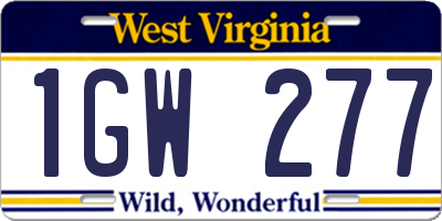 WV license plate 1GW277