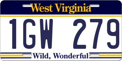 WV license plate 1GW279