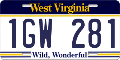 WV license plate 1GW281