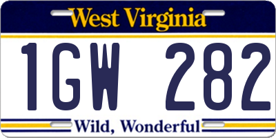 WV license plate 1GW282