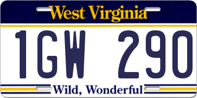 WV license plate 1GW290
