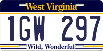 WV license plate 1GW297
