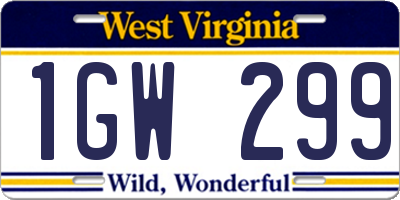 WV license plate 1GW299