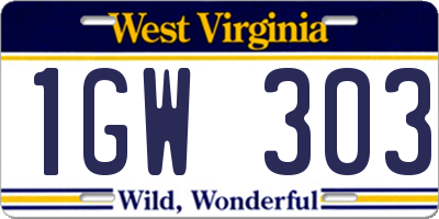 WV license plate 1GW303