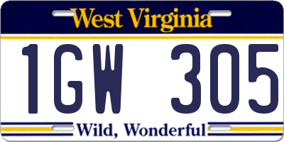 WV license plate 1GW305