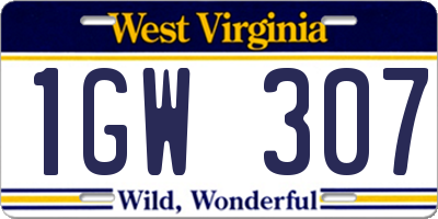 WV license plate 1GW307