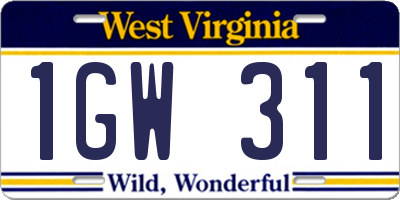 WV license plate 1GW311