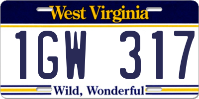 WV license plate 1GW317