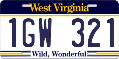 WV license plate 1GW321