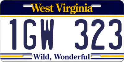 WV license plate 1GW323
