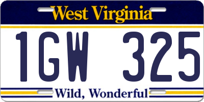 WV license plate 1GW325
