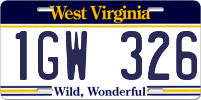 WV license plate 1GW326