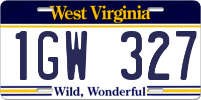 WV license plate 1GW327