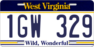 WV license plate 1GW329