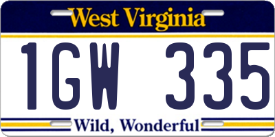 WV license plate 1GW335