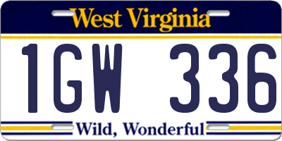 WV license plate 1GW336