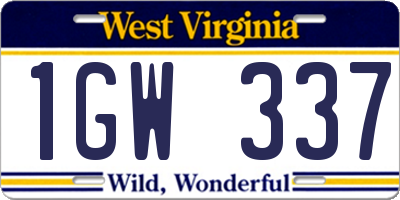 WV license plate 1GW337