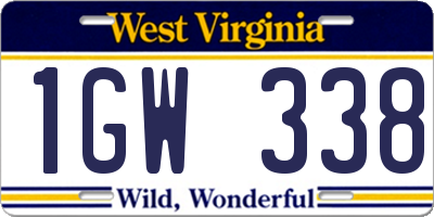 WV license plate 1GW338