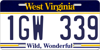 WV license plate 1GW339