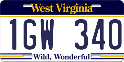 WV license plate 1GW340