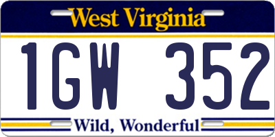 WV license plate 1GW352