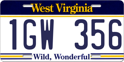 WV license plate 1GW356