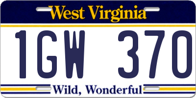 WV license plate 1GW370
