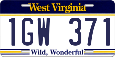 WV license plate 1GW371