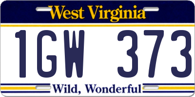 WV license plate 1GW373