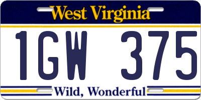 WV license plate 1GW375