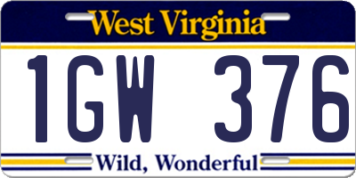 WV license plate 1GW376