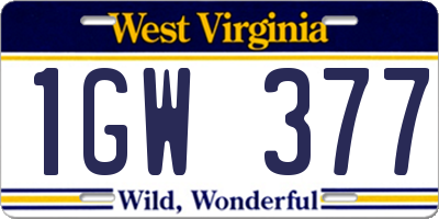 WV license plate 1GW377