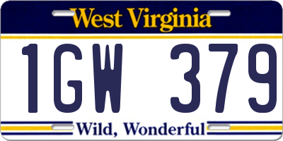 WV license plate 1GW379
