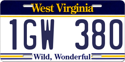 WV license plate 1GW380