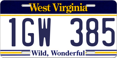 WV license plate 1GW385